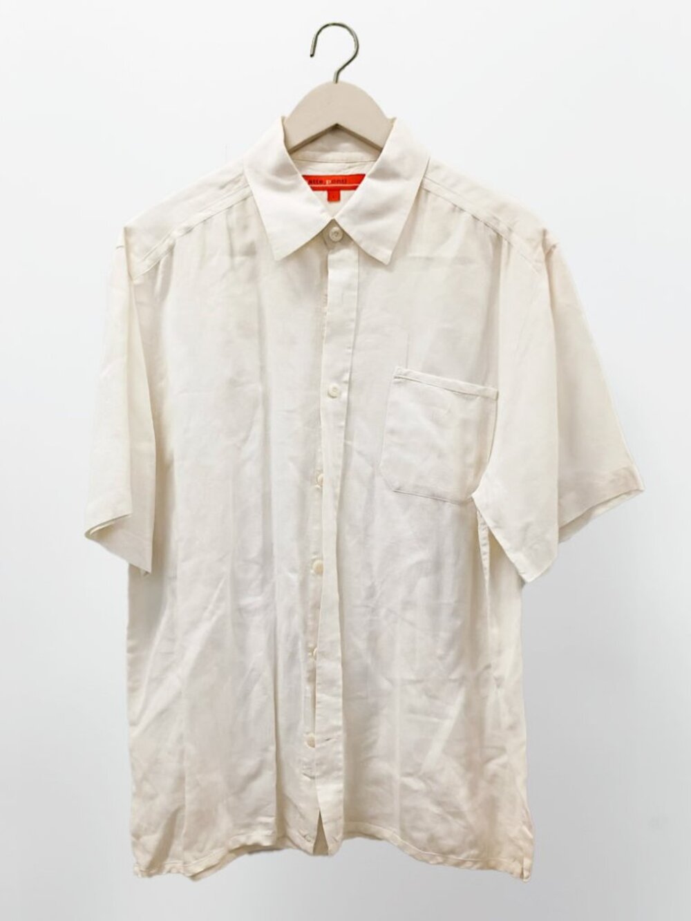 Vintage Sette Ponti Linen Shirt Men's L Cream Short Sleeve Lightweight